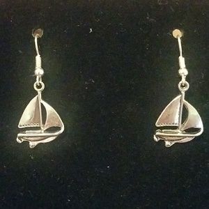 Nautical Sail Boat Earrings Silver Sailor Ship